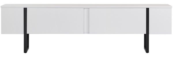 Modern TV Stand, 180 cm, White & Black | 100% Melamine Coated Particle Board, 18 mm Thick | Sleek Design for Living Room & Entertainment Spaces, Stylish & Functional Furniture Solution