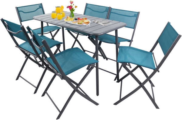 VCM Gartenmöbel-Set Sumila 920521 Türkis H. 79 x B. 45 x T. 46 cm