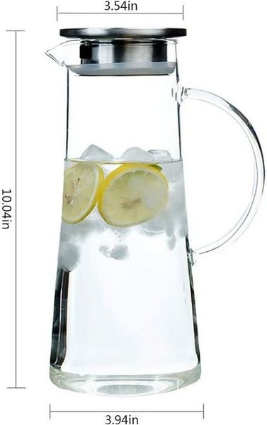 FELIXLEO Karaffe Karaffe Borosilikatglas Glaskaraffe mit Edelstahl Deckel 1500ml Bild 2