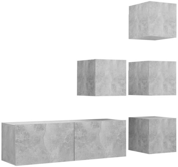vidaXL 5-tlg. TV-Schrank-Set Betongrau Spanplatte [3079142]