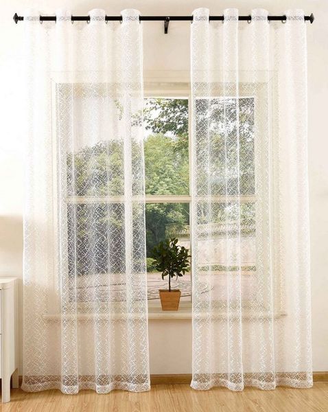 Gardinenbox Gardine (2 St), Ösen, transparent, Polyester, Netz Struktur Netzvorhang 203522