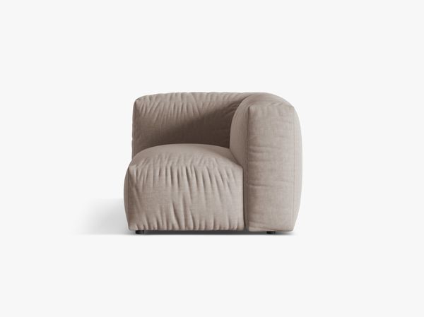 Micadoni Eckmodul Martina 1-Sitzer Klein Strukturierter Stoff Dunkelbeige