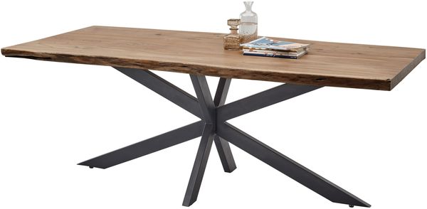 Esstisch >Jill< in Akazie/schwarz aus Massivholz/Metall - 200x76,5x100cm (BxHxT)
