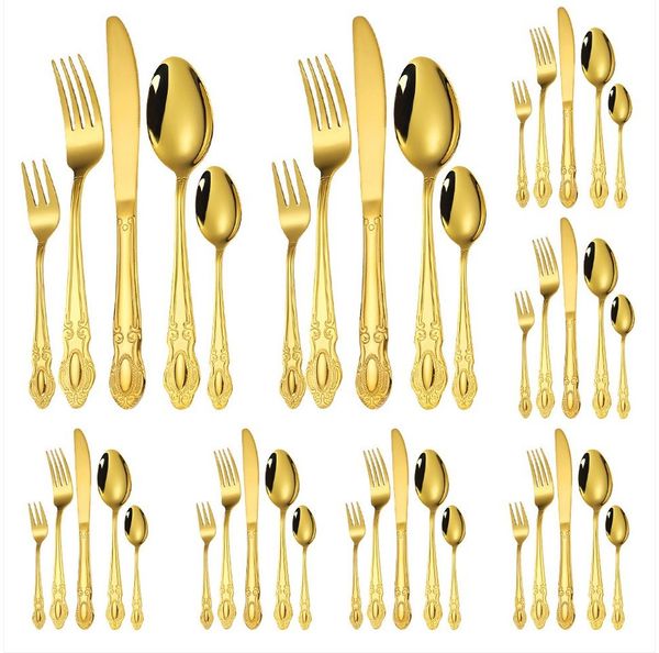 KingLux Besteck-Set 40 teiliges Besteck Set 8 Personen Luxus Palaststil glänzend (40-tlg), 8 Personen, Edelstahl