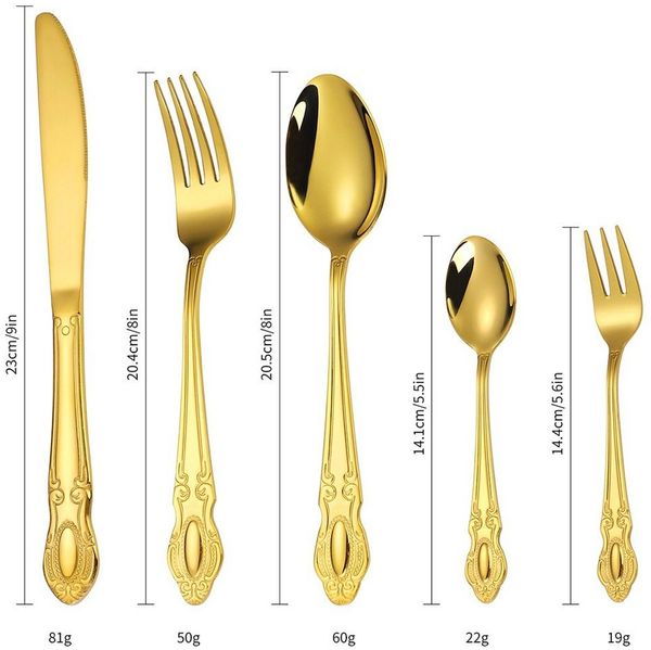 KingLux Besteck-Set 40 teiliges Besteck Set 8 Personen Luxus Palaststil glänzend (40-tlg), 8 Personen, Edelstahl