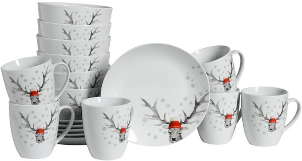 Hirsch (Form Luna), Frühstücksset 18-tlg (mo)
