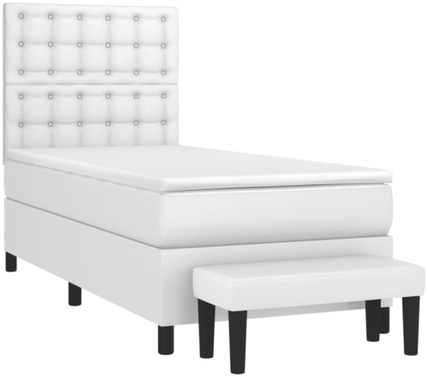 vidaXL Boxspringbett mit Matratze Weiß 80x200 cm Kunstleder, Härtegrad: H2 [3137630] Bild 3