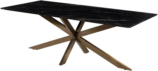 Esstisch 220x100x76 Marmor schwarz / Kreuzgestell Eisen Antik Messing BARCELONA #403