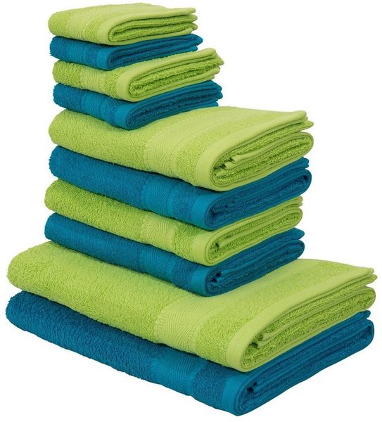 OTTO home Handtuch Set Afri, Duschtücher, Handtücher, Gästetücher, Seiftücher, Walkfrottee (Set, 10-St), zweifarbig, 100% Baumwolle, weich, mit Bordüre