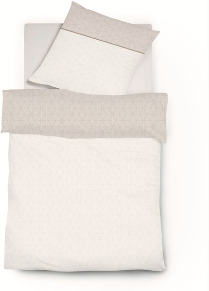 Fleuresse Black Premium Mako-Brokat-Damast Wendebettwäsche mit Kissen-Ziernaht, creme-sand