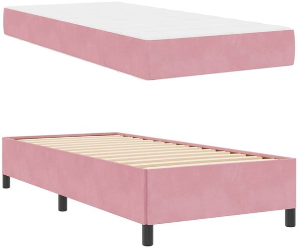 vidaXL Bettrahmen mit Matratze Rosa 100 x 200 cm Stoff 3399047 Bild 6