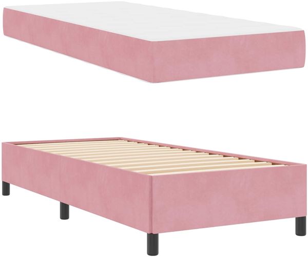 vidaXL Bettrahmen mit Matratze Rosa 100 x 200 cm Stoff 3399047 Bild 5