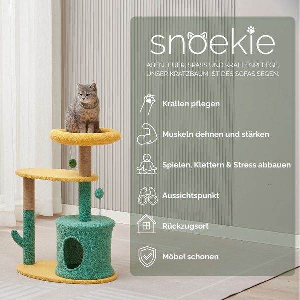 SNOEKIE Kratzbaum Snoekie Katzenbaum aus MDF mit Höhle Sisalstämmen und Spielball 79cm