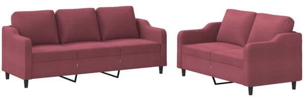 vidaXL 2-tlg. Sofagarnitur mit Kissen Weinrot Stoff 3201840 Bild 2