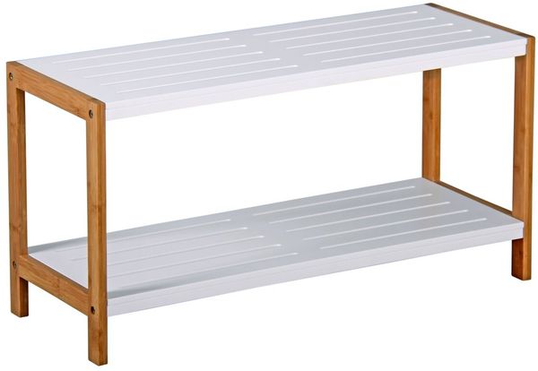 XORA 'JENNY' Schuhregal, Bambus MDF Weiß, 70 x 36 x 26 cm, 2 Ablageflächen