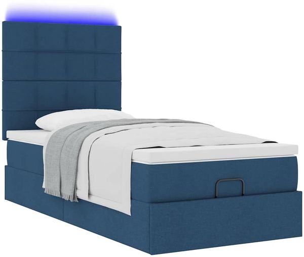 vidaXL Ottomane Bett mit Matratze & LEDs Blau 90x200 cm Stoff 3313981 Bild 6