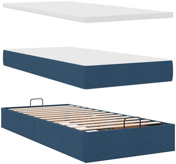 vidaXL Ottomane Bett mit Matratze & LEDs Blau 90x200 cm Stoff 3313981 Bild 9