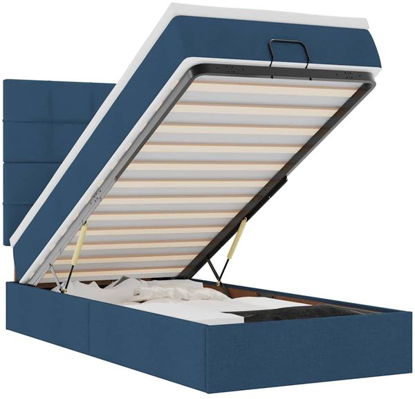 vidaXL Ottomane Bett mit Matratze & LEDs Blau 90x200 cm Stoff 3313981 Bild 2