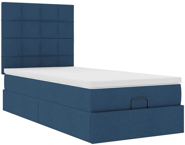 vidaXL Ottomane Bett mit Matratze & LEDs Blau 90x200 cm Stoff 3313981 Bild 7