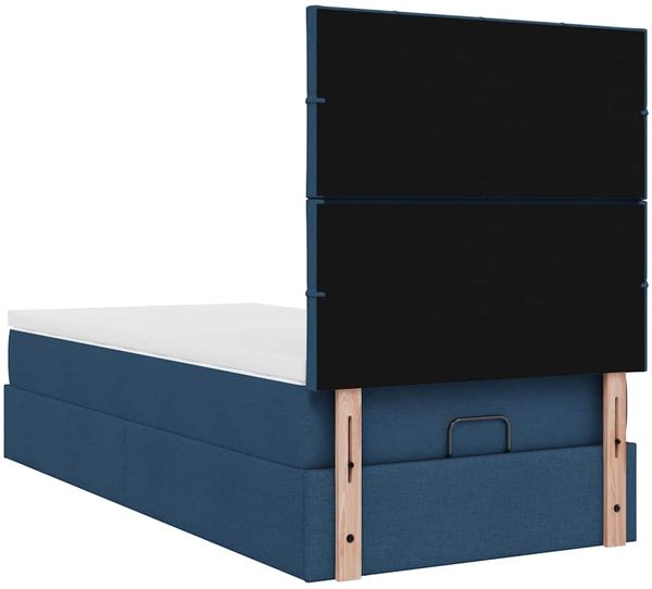 vidaXL Ottomane Bett mit Matratze & LEDs Blau 90x200 cm Stoff 3313981 Bild 12