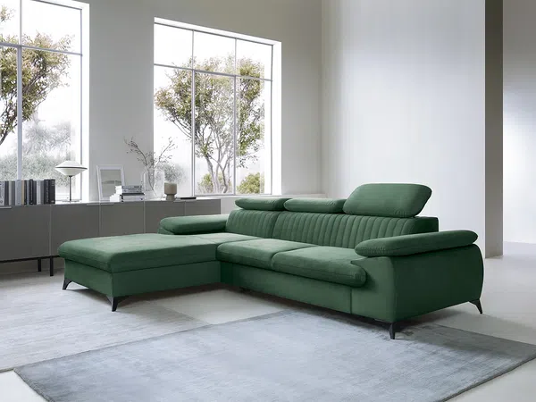 Vente-unique - SAMARA Sofa SamtStoff Grün - B 193 cm x H 75 cm x L 280 cm