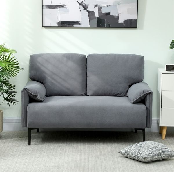 2-Sitzer-Sofa 127 x 72 x 84 cm in Grau – kompaktes Polstersofa mit Metallbeinen