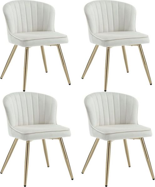 WAHSON OFFICE CHAIRS Esszimmerstuhl 2er Set, Gebogene Linie Rückenlehne, Küchenstuhl mit goldenem Fuß (4 St)