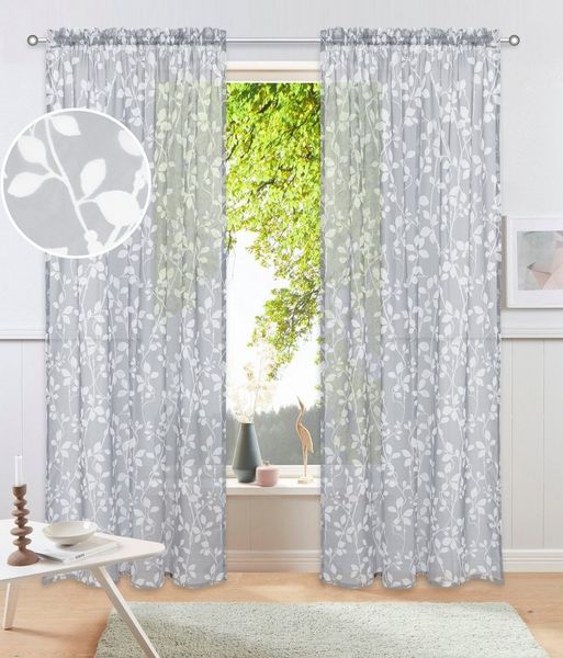 OTTO home Gardine Issoire (1 St), Stangendurchzug, transparent, Wohnzimmer, Schlafzimmer, Esszimmer, gemustert, modern