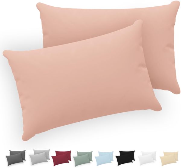 Twinzen® Kissenbezug 30x50 (2er-Set) - 100% Jersey Baumwolle 150 GSM Kissenbezüge - Rosa - Für Kissenbezüge 30x50 cm - Kissenhülle - Kissenbezug mit Reißverschluss - Oeko-Tex Zertifiziert