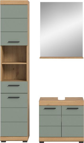 INOSIGN Badmöbel-Set Siena, 3 teilig, bestehend aus:, (Set), Hochschrank, Waschbeckenunterschrank, Spiegel