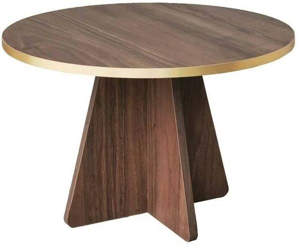 Dmora Wohnzimmertisch Armanda, Niedriger Wohnzimmertisch, Kaffeeregal, Couchtisch für Sofa, 60x60h40 cm, Gold und Walnuss