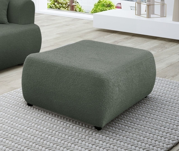 Polsterhocker Designerhocker Hocker ANIKE in Stoff Now or Never Grüngrau