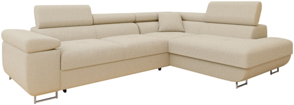 Ecksofa Torezio Premium mit Einstellbare Kopfstützen, Bettkasten und Schlaffunktion (Farbe: Baloo 2074, Seite: Rechts)