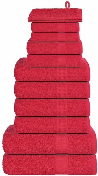 vidaXL 12-tlg. Handtuch-Set FROGN Rot 360 g/m² 137106