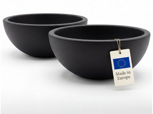 BigDean Pflanzschale 2 Stück Kunststoff Pflanzschale rund anthrazit - 39 cm (Set, 2 St, Pflanzschale), Moderne Optik, Dekoratives Design, Witterungsbeständig