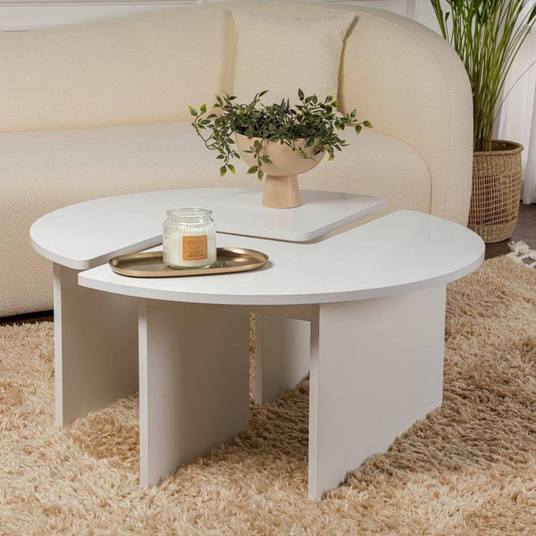 Dmora Couchtisch Codroipo 90 x 90 x 41h cm Rund Weiß