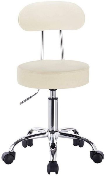 Arbeitshocker BH34 Rollhocker Kunstleder cremeweiß