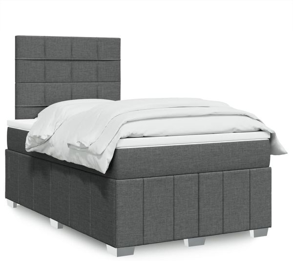 vidaXL Boxspringbett mit Matratze Dunkelgrau 120x200 cm Stoff 3291636