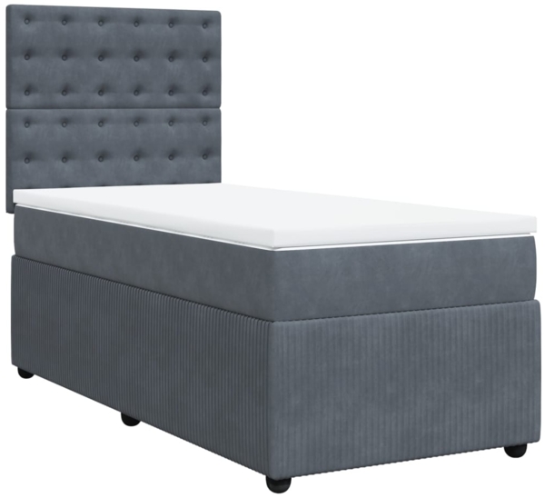 vidaXL Boxspringbett mit Matratze Dunkelgrau 80x200 cm Samt 3292203