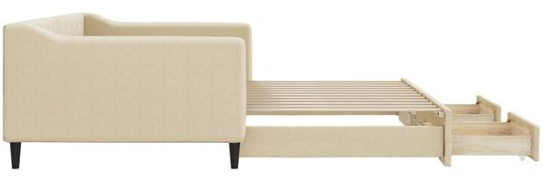 vidaXL Tagesbett Ausziehbar mit Schubladen Creme 100x200 cm Stoff 3197471 Bild 7