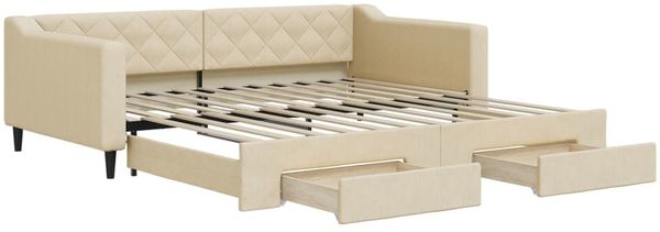 vidaXL Tagesbett Ausziehbar mit Schubladen Creme 100x200 cm Stoff 3197471 Bild 2