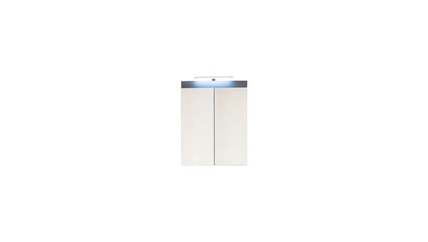 Trendteam 'Amanda' Spiegelschrank, Holz, 77 x 17 x 60 cm, Grau Hochglanz, mit Beleuchtung
