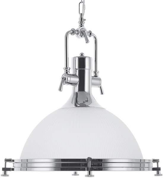 'Ebron' Hängeleuchte Silber Metall mit Glasschirm in Glockenform Industrie Look