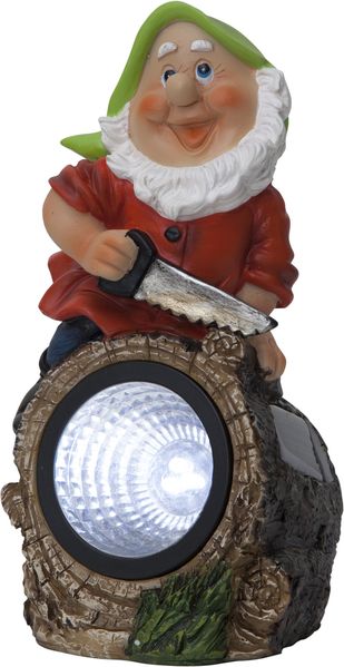 LED-Solar-Figur "Gnomy", Zwerg beim Sägen
