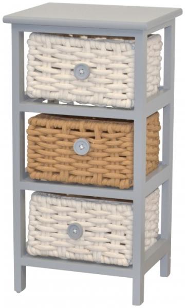 Standregal mit 3 Körben "Luisa", grau