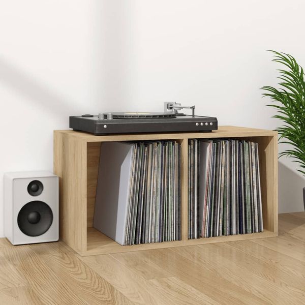 vidaXL Schallplatten-Aufbewahrungsbox, Holzwerkstoff, 71x34x36 cm, Sonoma-Eiche