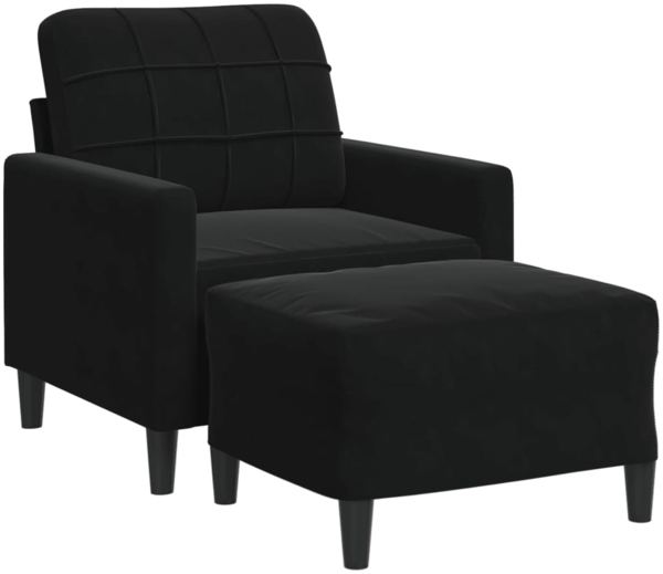 vidaXL Sessel mit Hocker Schwarz 60 cm Samt 3278262