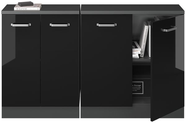Küchenschrank für Dachschrägen R-Line Schwarz Hochglanz 140 cm 2er Set Schrankkorpuss 60 cm Tiefe Vicco Bild 5