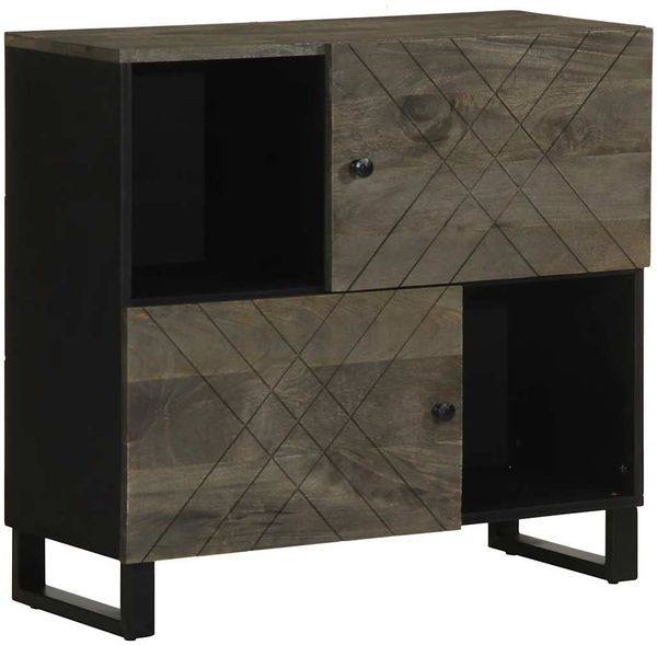 vidaXL Sideboard Schwarz 80x33x75 cm Massivholz Mango 4017711