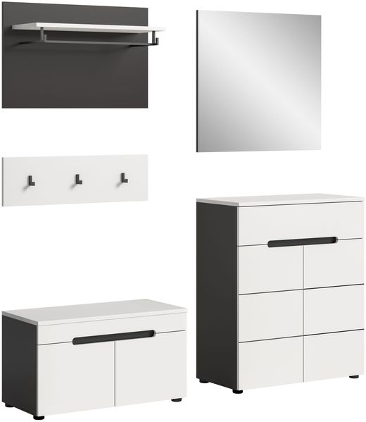 Garderobenkombination (B/H/T: 175x190x37 cm) in weiß Nachbildung